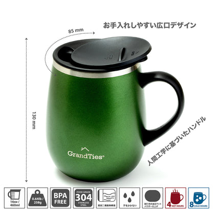 GRANDTIES グランタイズ プレミアムマグカップ 【460ml】- エメラルドグリーンメタリック